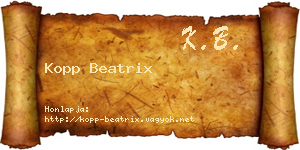 Kopp Beatrix névjegykártya